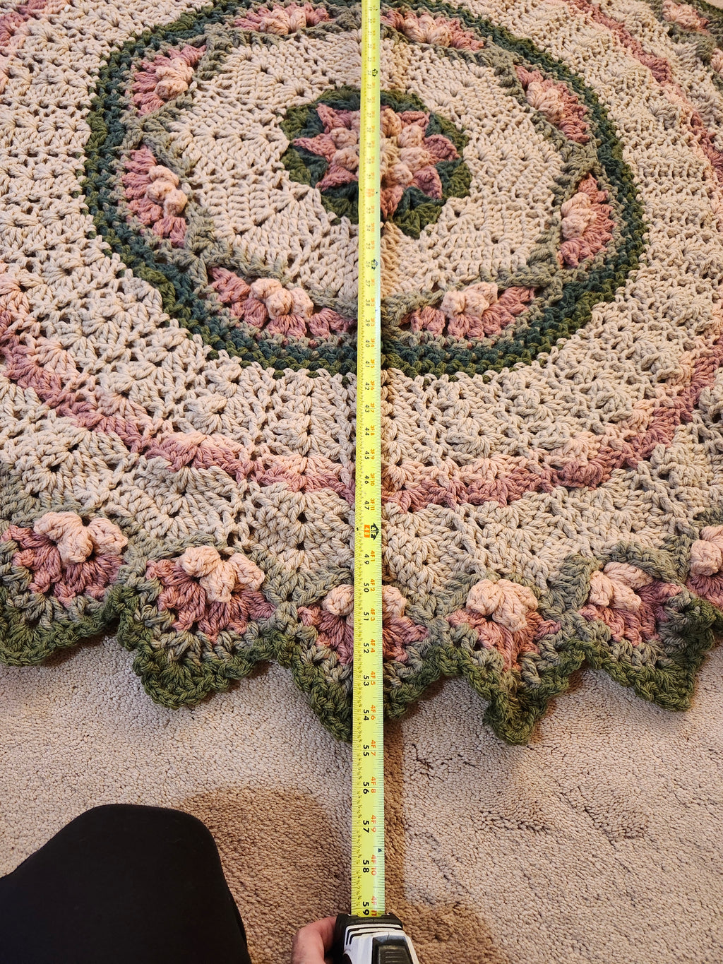 🌸 Flower Power Crochet Afghan Throw – Rustic, Warm & Handcrafted (55”)