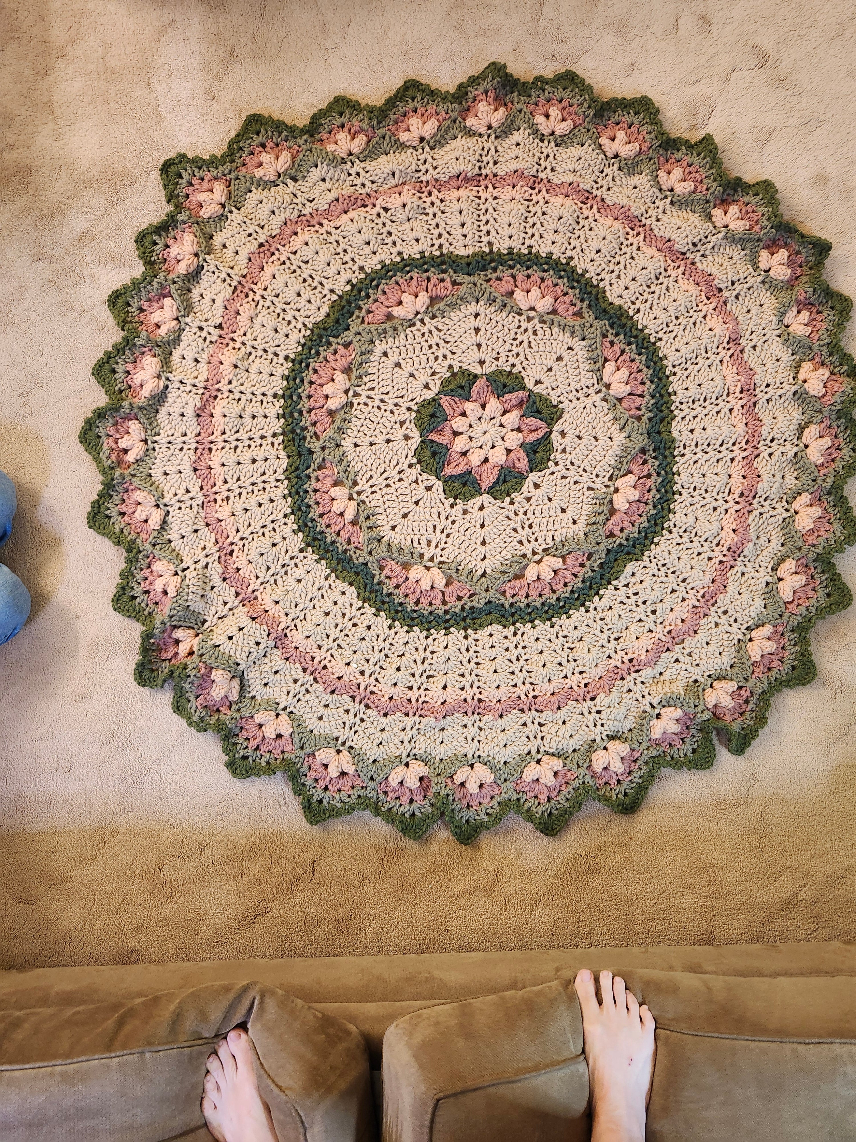 🌸 Flower Power Crochet Afghan Throw – Rustic, Warm & Handcrafted (55”)