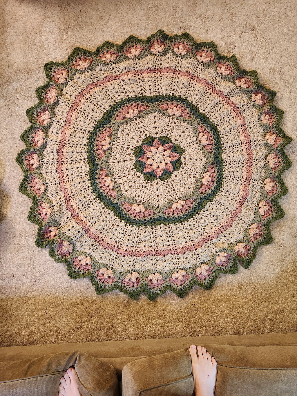 🌸 Flower Power Crochet Afghan Throw – Rustic, Warm & Handcrafted (55”)