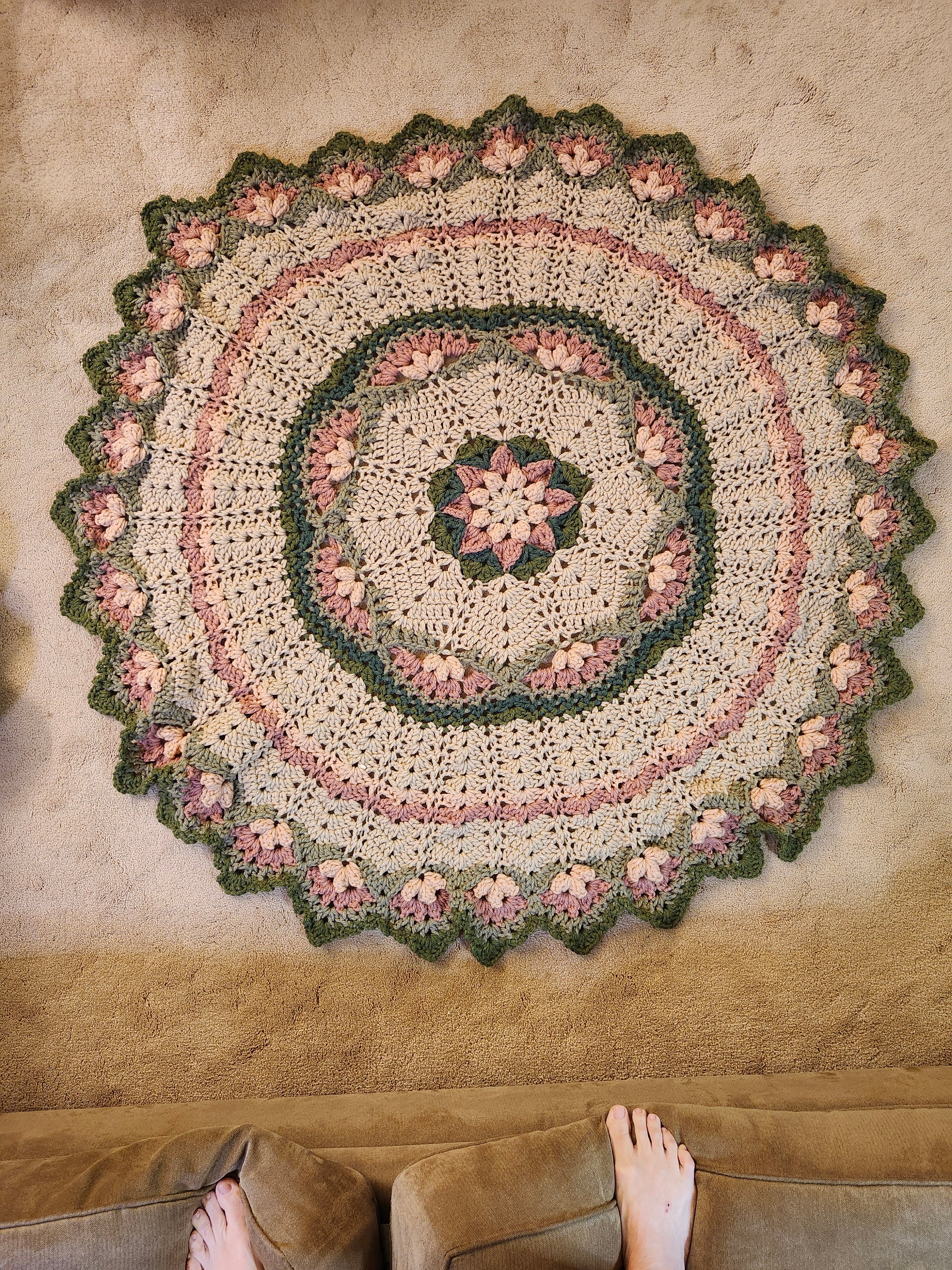 🌸 Flower Power Crochet Afghan Throw – Rustic, Warm & Handcrafted (55”)