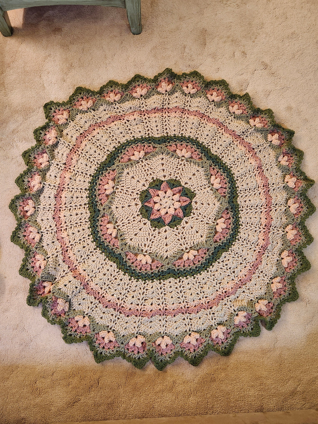🌸 Flower Power Crochet Afghan Throw – Rustic, Warm & Handcrafted (55”)