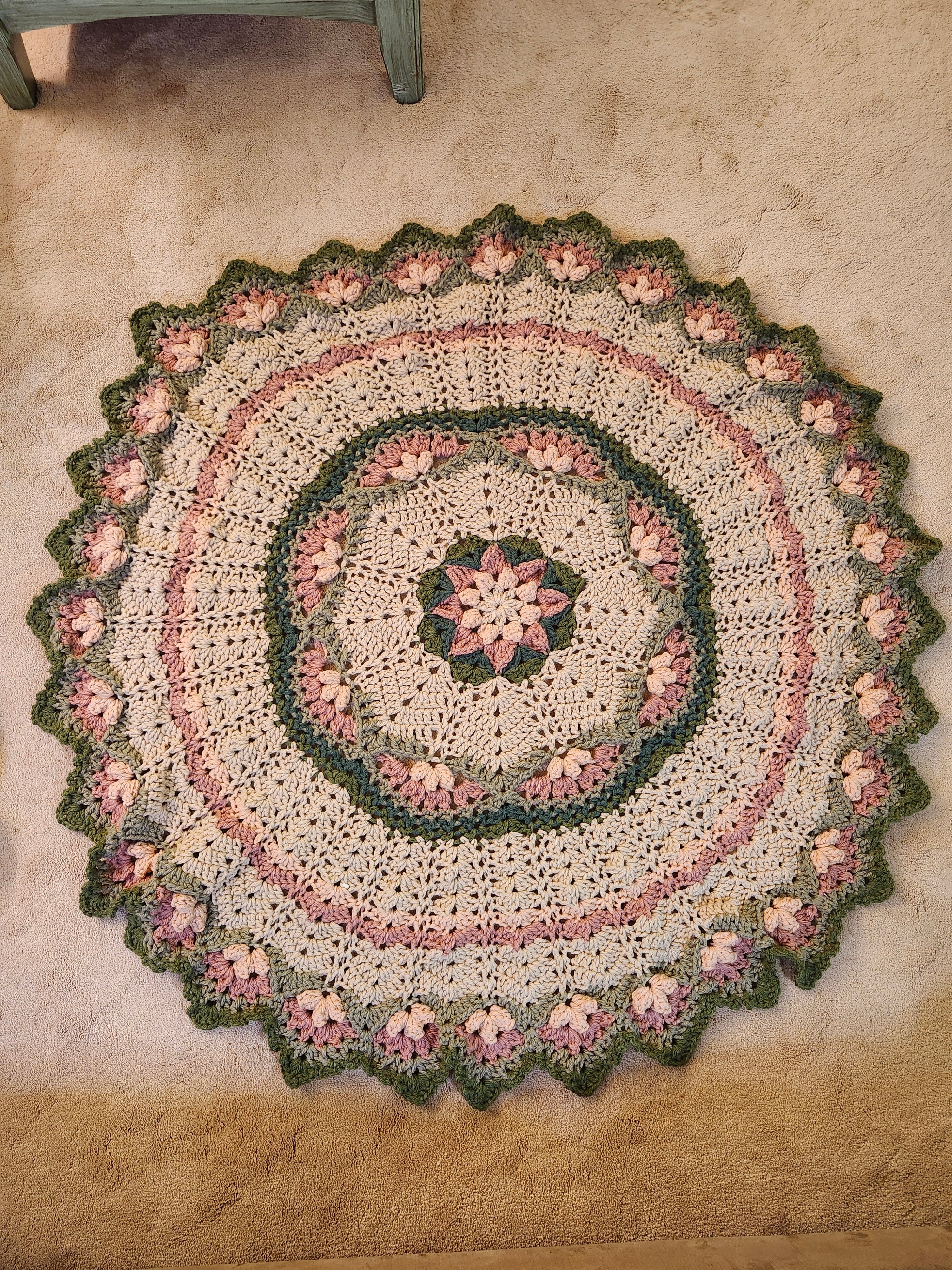 🌸 Flower Power Crochet Afghan Throw – Rustic, Warm & Handcrafted (55”)