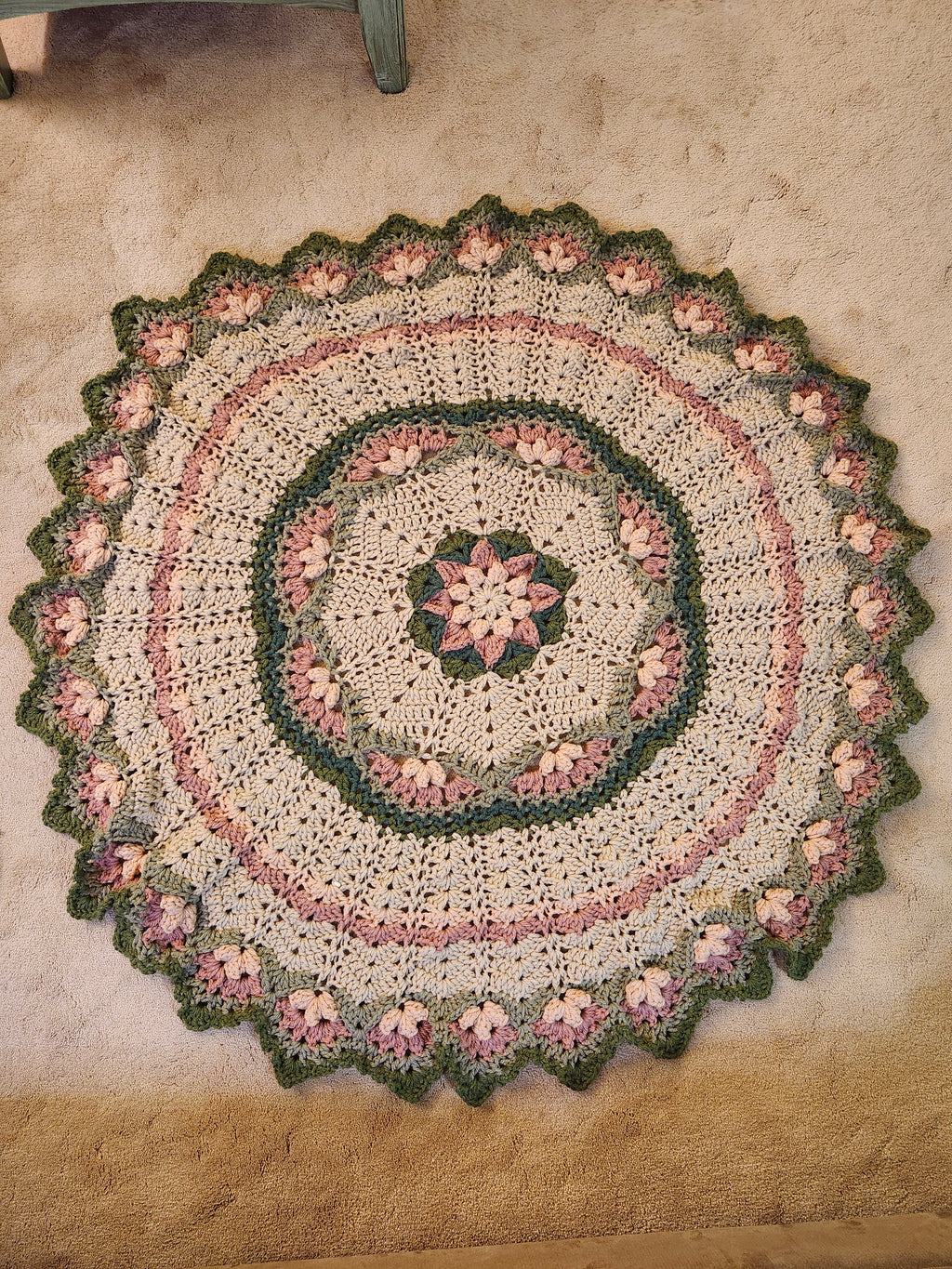 🌸 Flower Power Crochet Afghan Throw – Rustic, Warm & Handcrafted (55”)