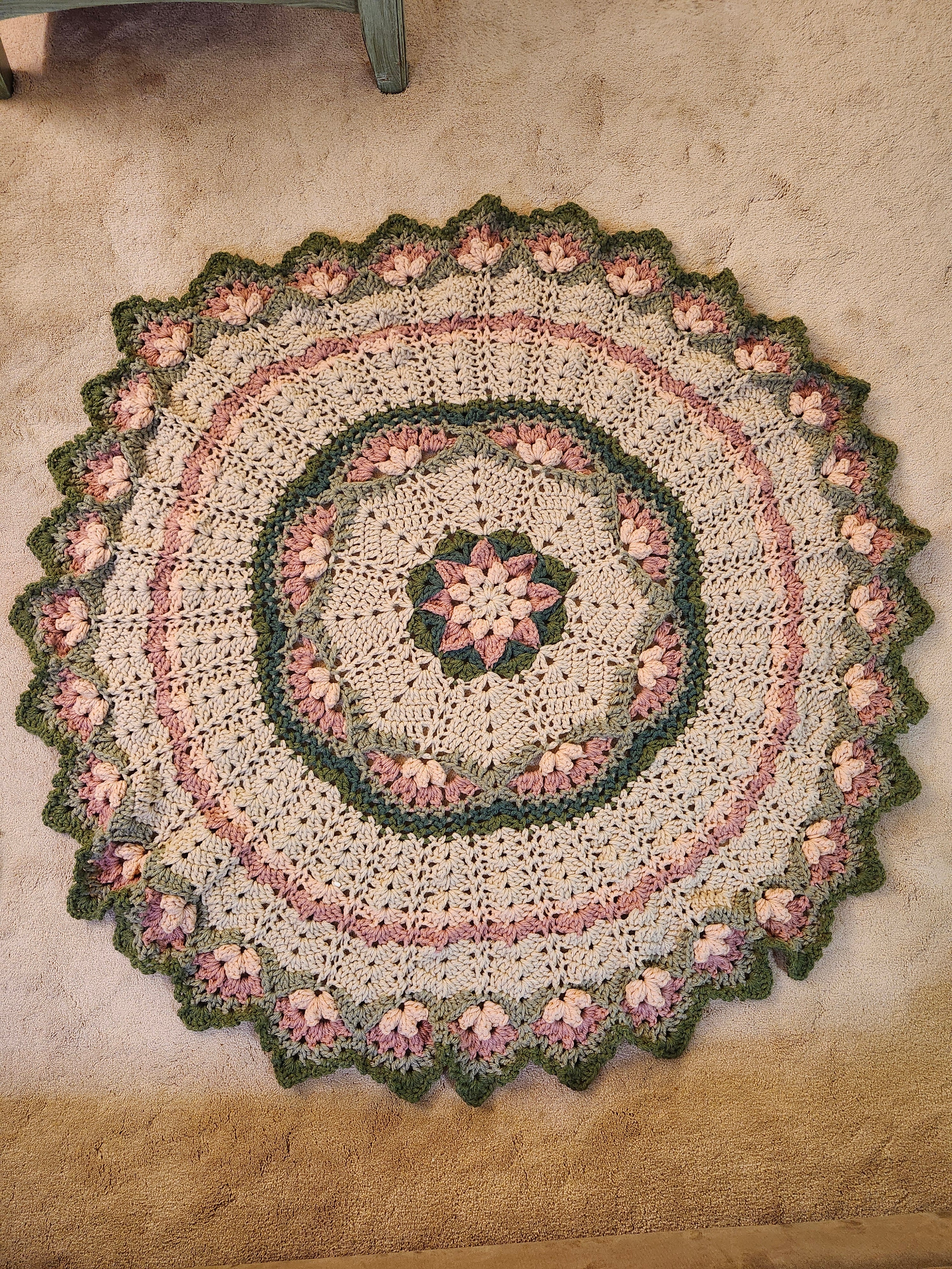 🌸 Flower Power Crochet Afghan Throw – Rustic, Warm & Handcrafted (55”)