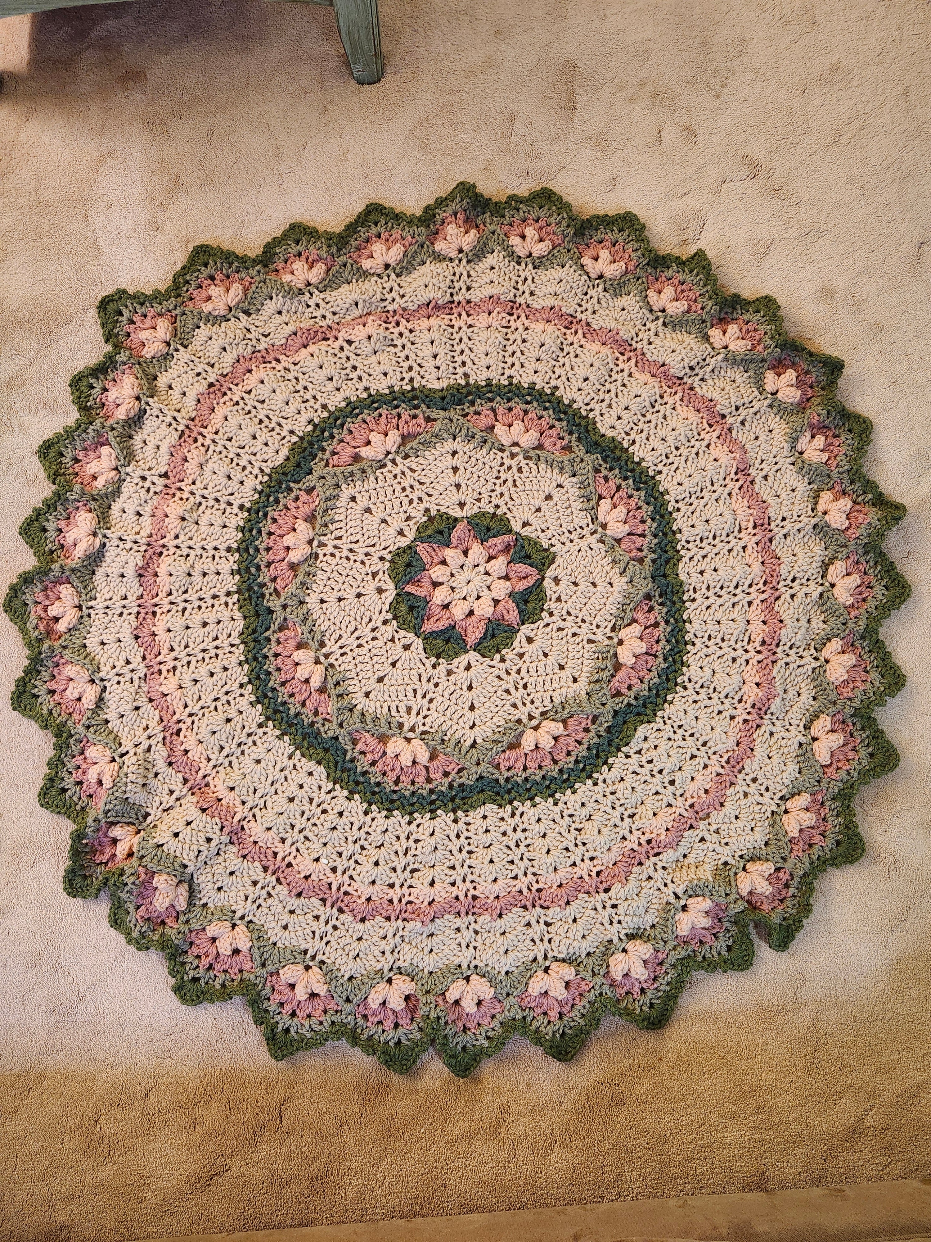 🌸 Flower Power Crochet Afghan Throw – Rustic, Warm & Handcrafted (55”)