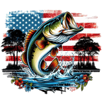 American Flag Bass Fish T-Shirt