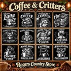 Funny Coffee Critter Slate Coasters – 4" Square or Round