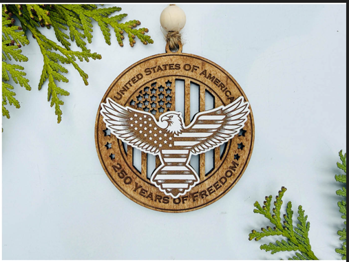 Eagle with Flag Shield – 250 Years of Freedom Ornament