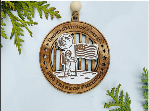 Astronaut on the Moon – 250 Years of Freedom Ornament