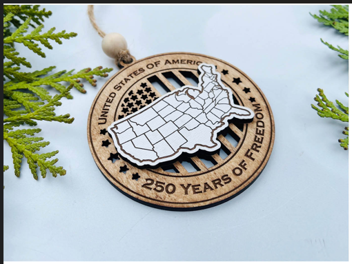 USA Map – 250 Years of Freedom Ornament
