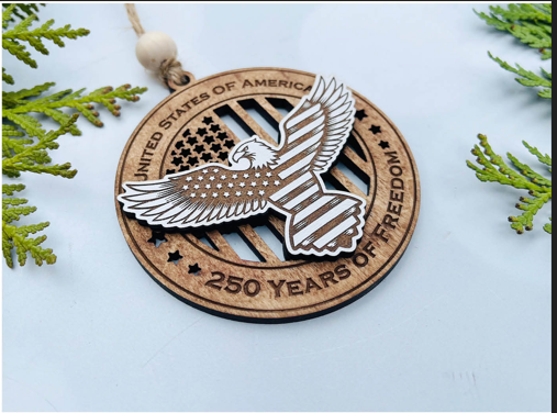 Eagle with Flag Shield – 250 Years of Freedom Ornament