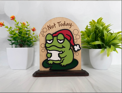 Not Today – Sleepy Frog Wooden Sign