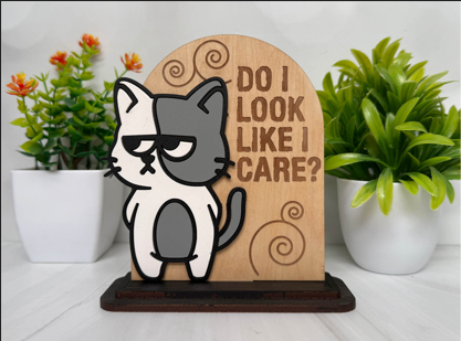 Do I Look Like I Care? – Grumpy Cat Wooden Sign