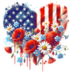 Heart Flower American Flag T-Shirt