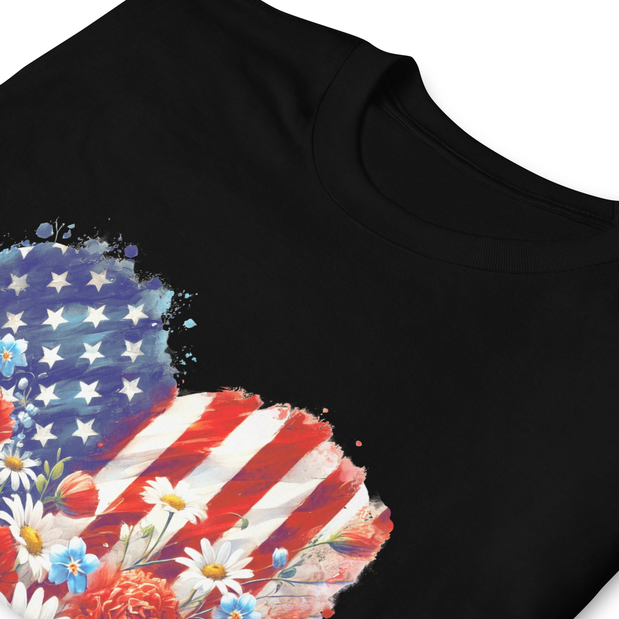 Heart Flower American Flag T-Shirt