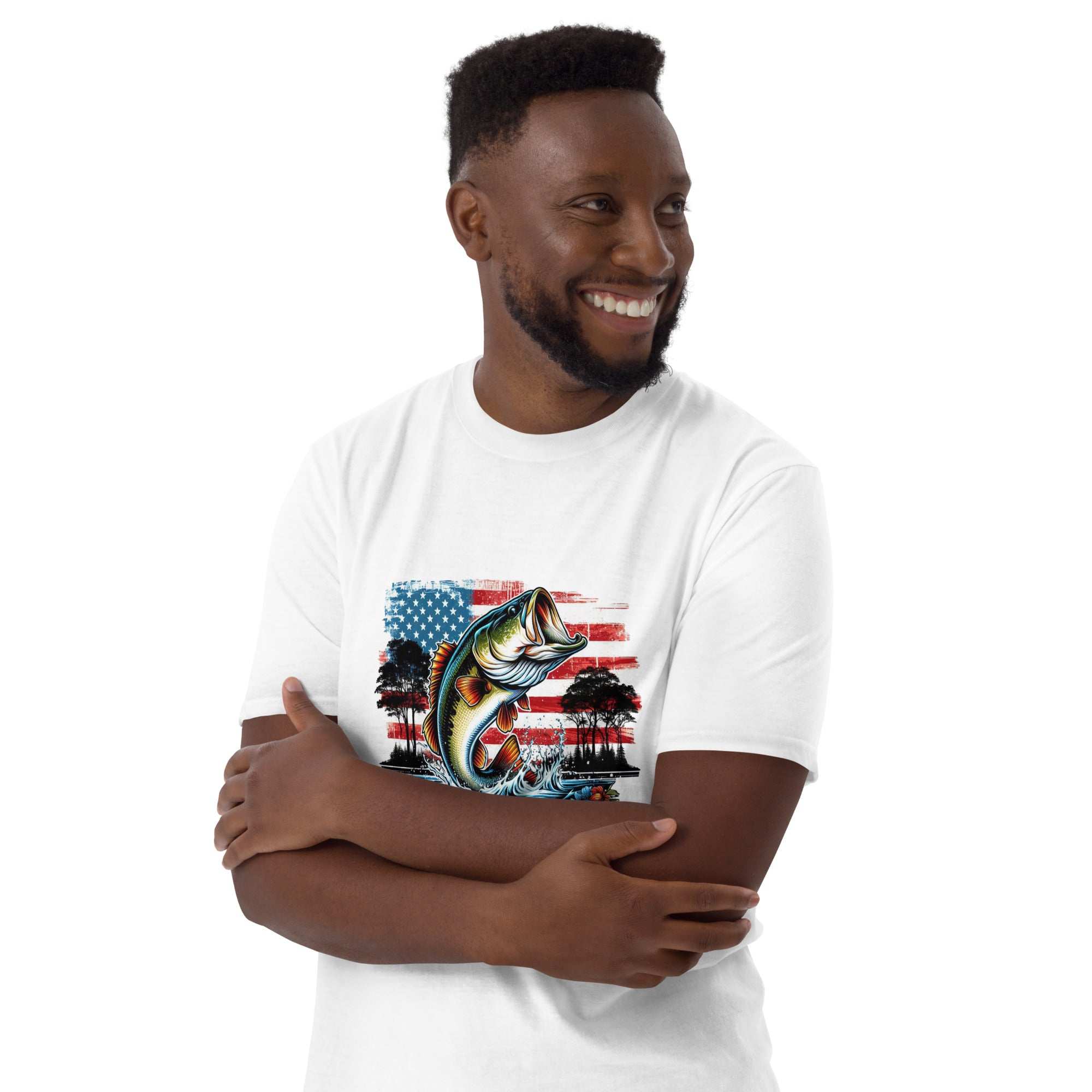 American Flag Bass Fish T-Shirt