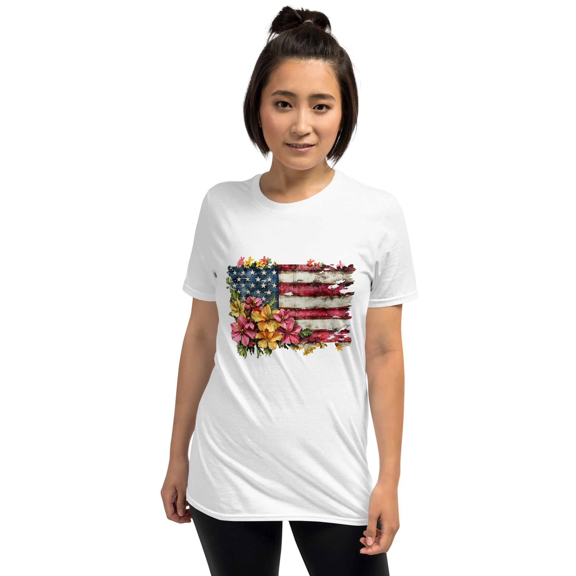 Floral American Flag T-Shirt
