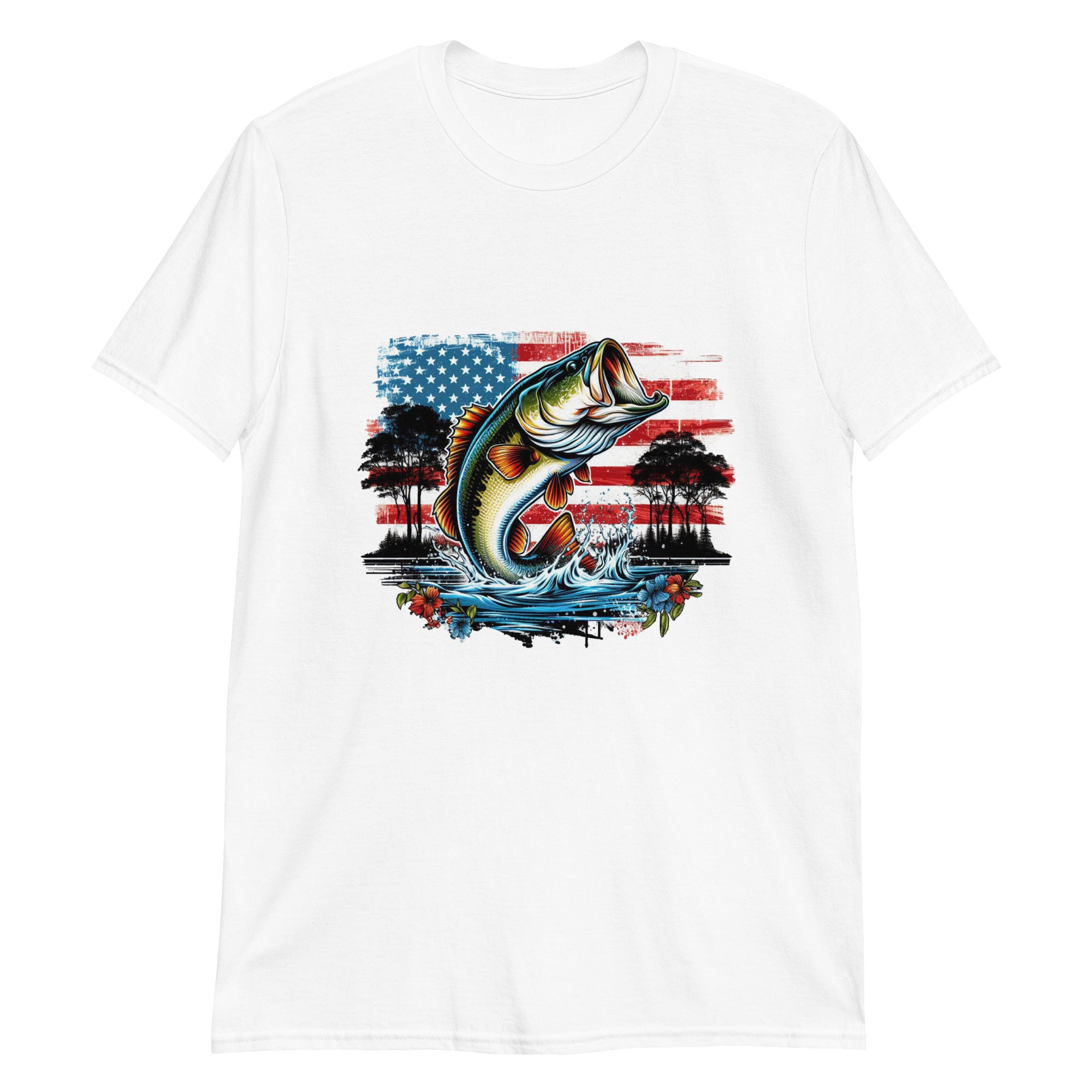 American Flag Bass Fish T-Shirt