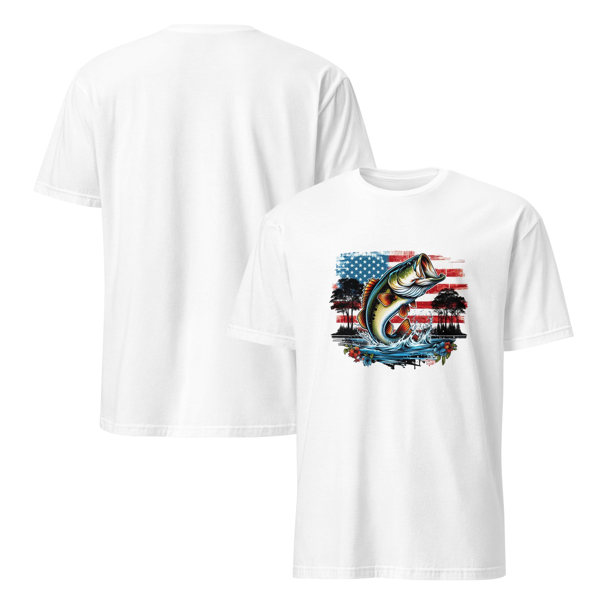 American Flag Bass Fish T-Shirt