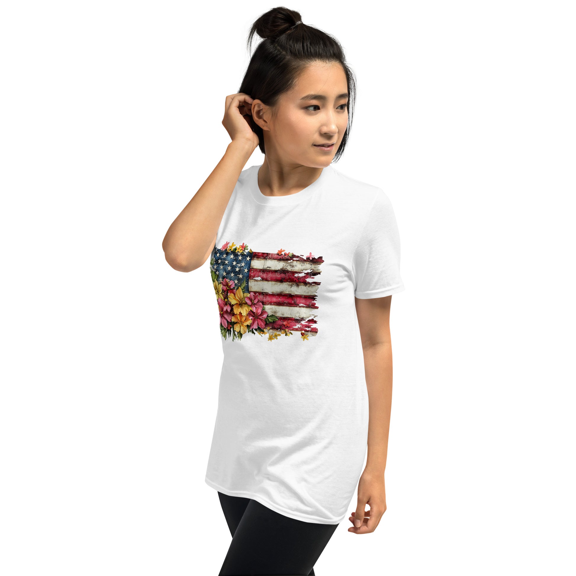 Floral American Flag T-Shirt