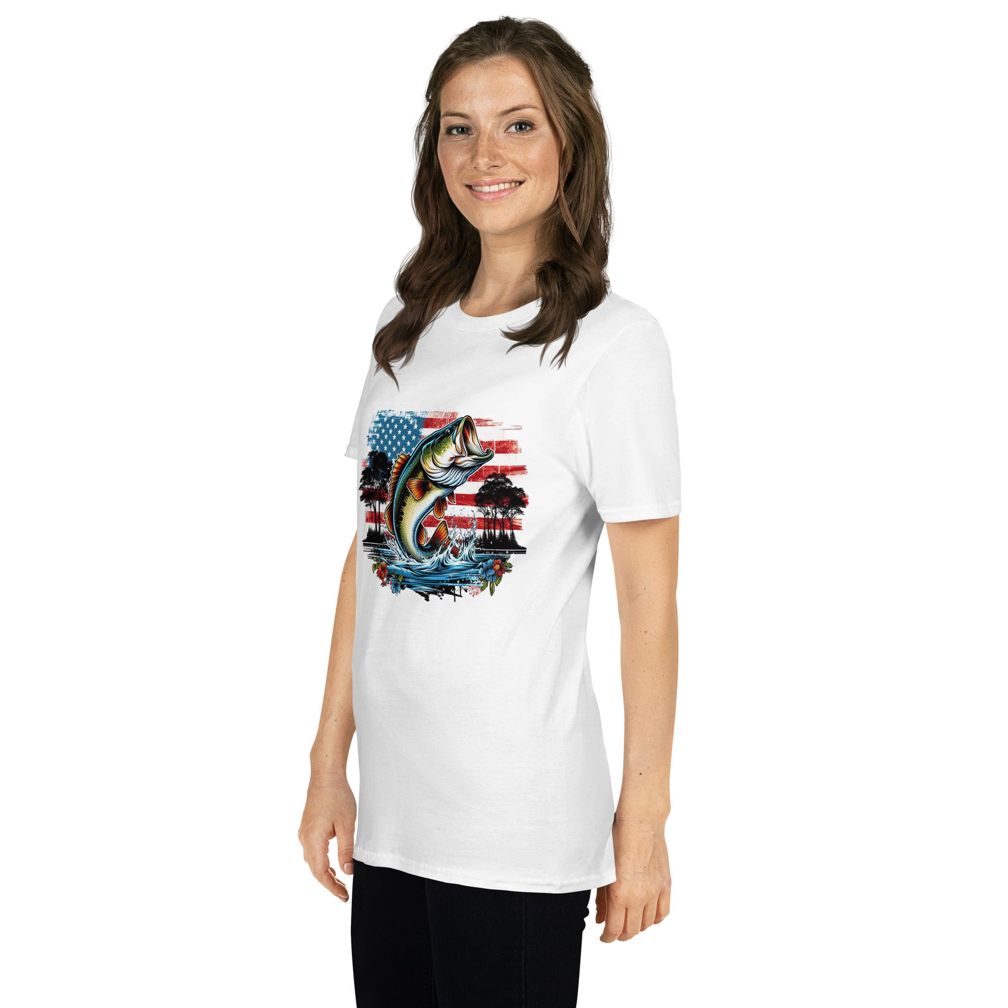 American Flag Bass Fish T-Shirt