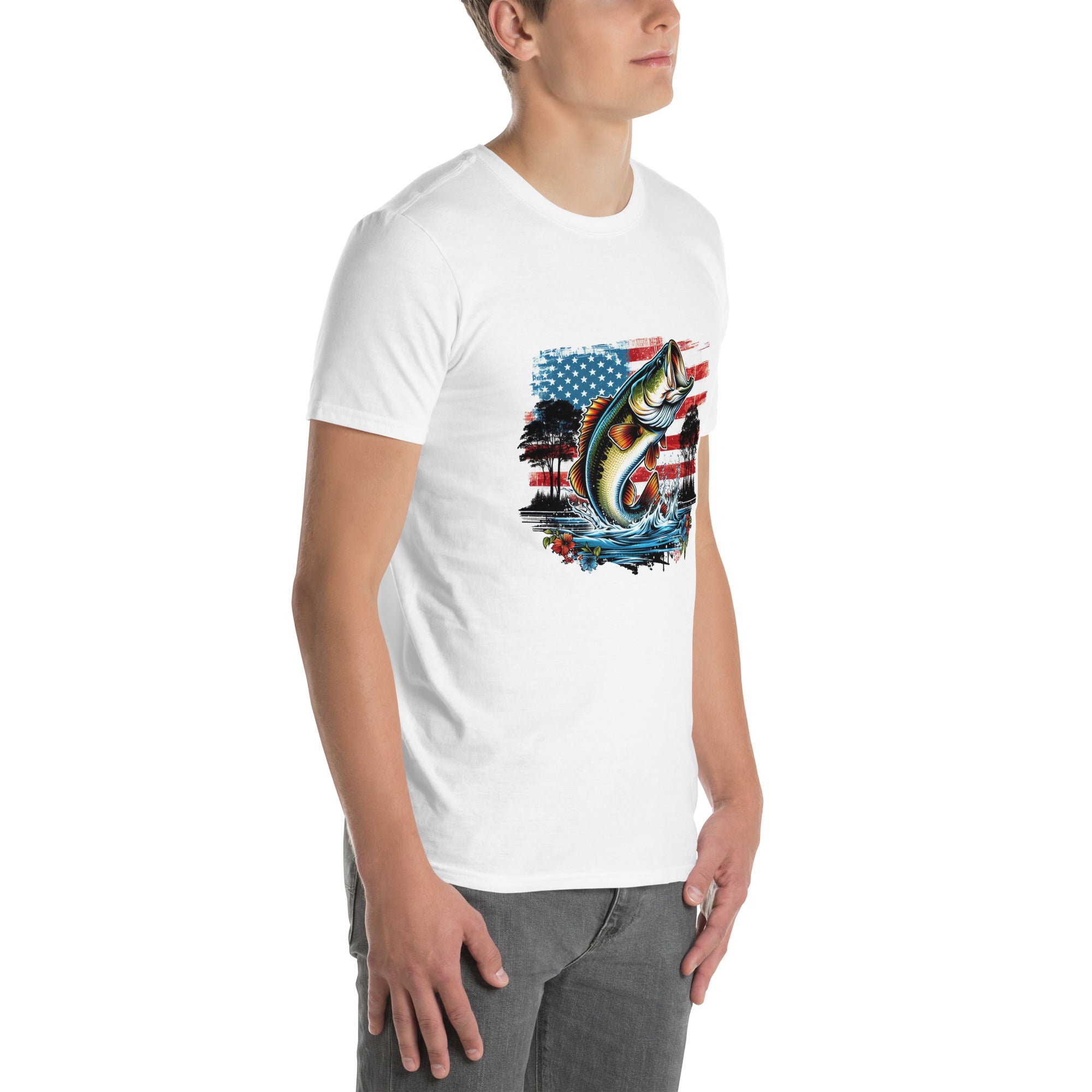 American Flag Bass Fish T-Shirt