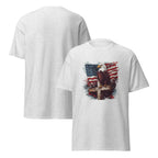 Eagle on cross in front of flag T-Shirt